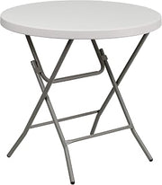 Flash Furniture 2.63 ft Plastic Round Folding Table, Granite White | Durable Construction, Commercial Use