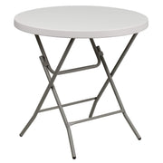 2.63 ft Plastic Round Folding Table by Flash Furniture – 32" Round, Plastic, Metal, Plastic: Polyethylene, Granite White, Model RB-32R-GW-GG
