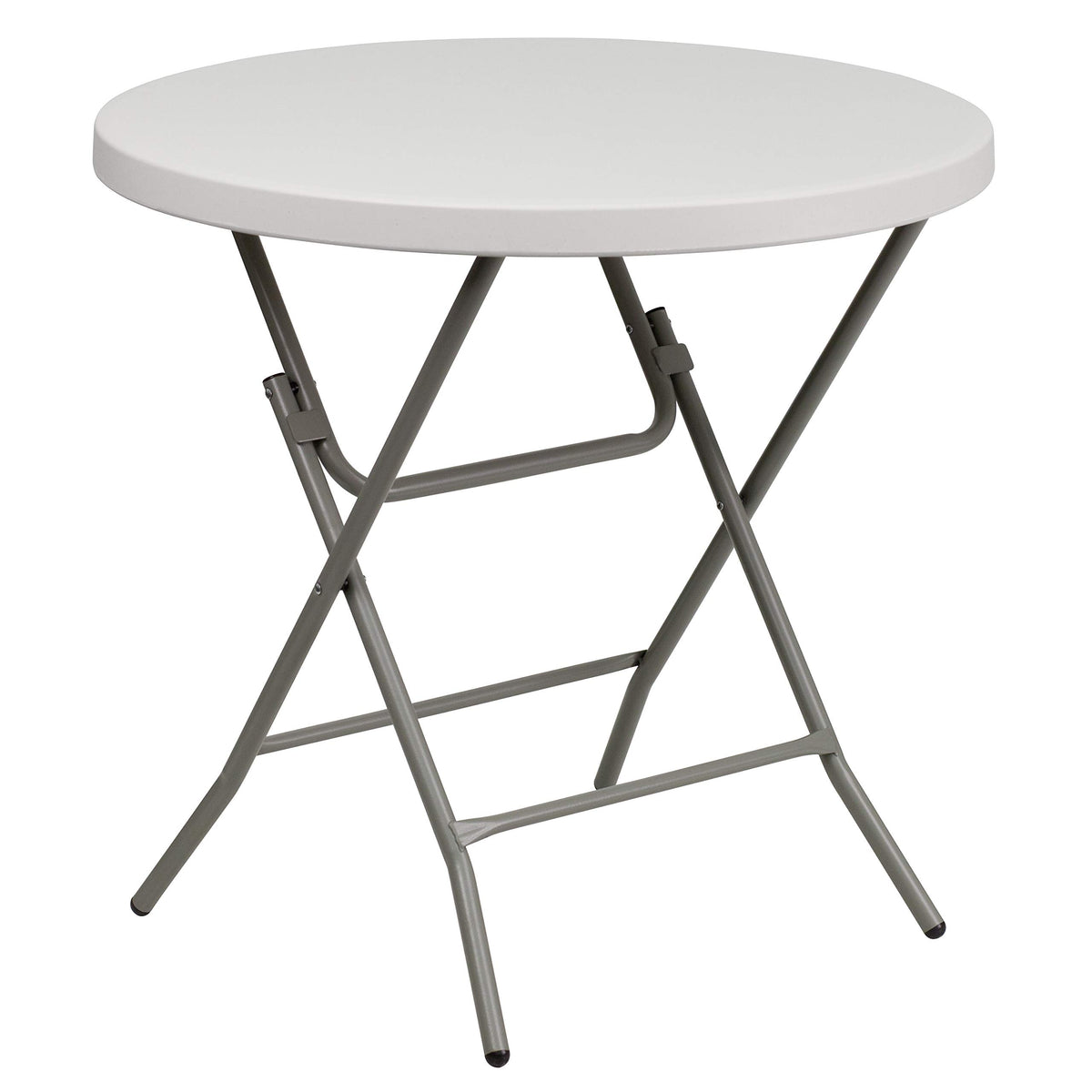 2.63 ft Plastic Round Folding Table by Flash Furniture – 32" Round, Plastic, Metal, Plastic: Polyethylene, Granite White, Model RB-32R-GW-GG