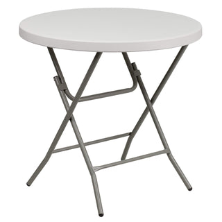 2.63 ft Plastic Round Folding Table by Flash Furniture – 32" Round, Plastic, Metal, Plastic: Polyethylene, Granite White, Model RB-32R-GW-GG