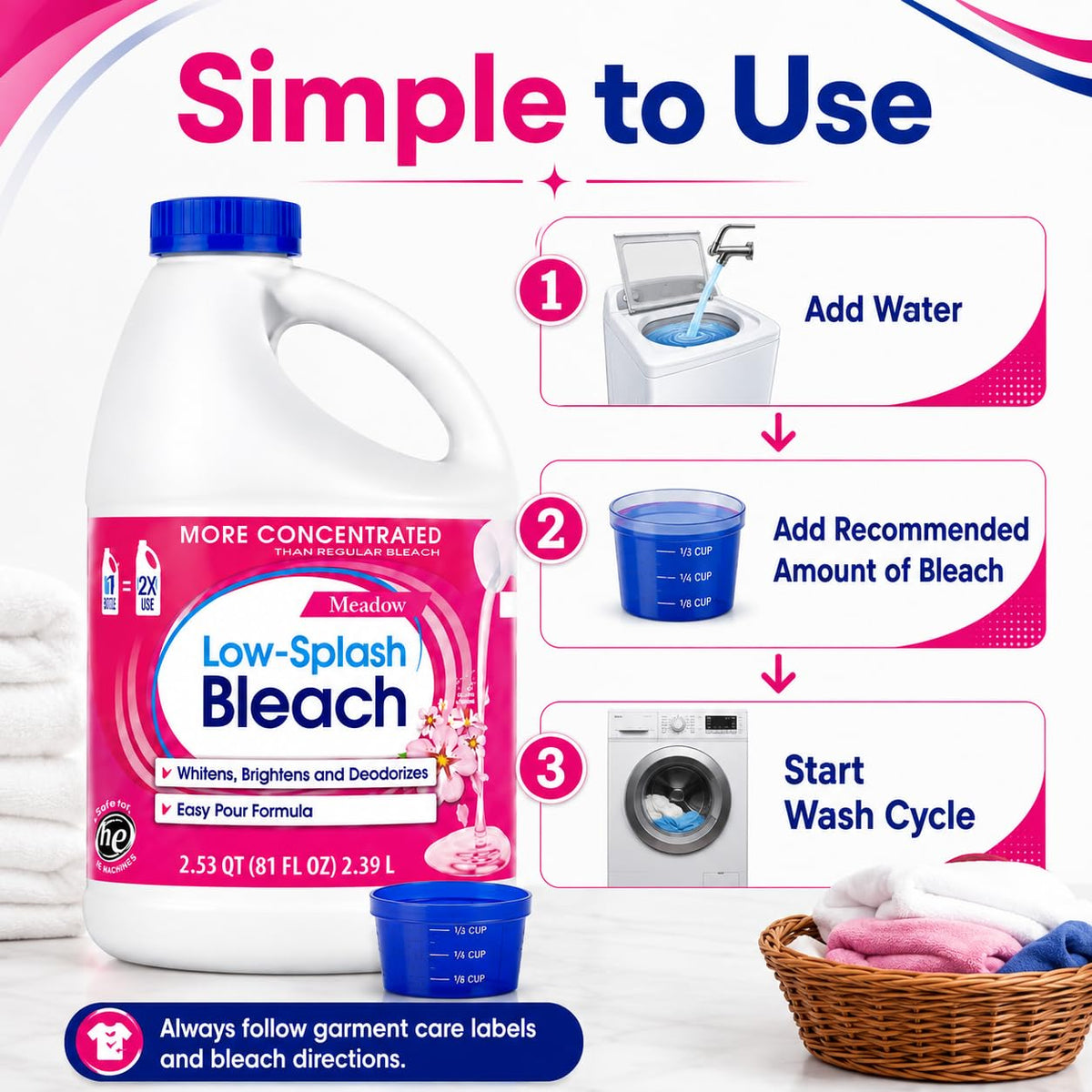 Low Splash Bleach by Generic – 81 Fl Oz (Pack of 1), Model Lsb-meadow-81oz
