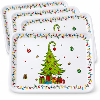 Havawish Christmas Tree Platters, 15.2 x 11 Inch Melamine Set, Multicolor