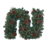 LIU- 270cm Christmas Garland Artificial Green Spruce with Pine Cones，for Home Wedding Party Christmas by Wreath – Rattan, Green,red, Model LIUFEIJIE