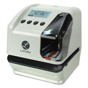 Electronic Multi-Line Document Stamp by Lathem – 7.1" x 6.1" x 7", Plastic, Clear, Gray, Model LT5000