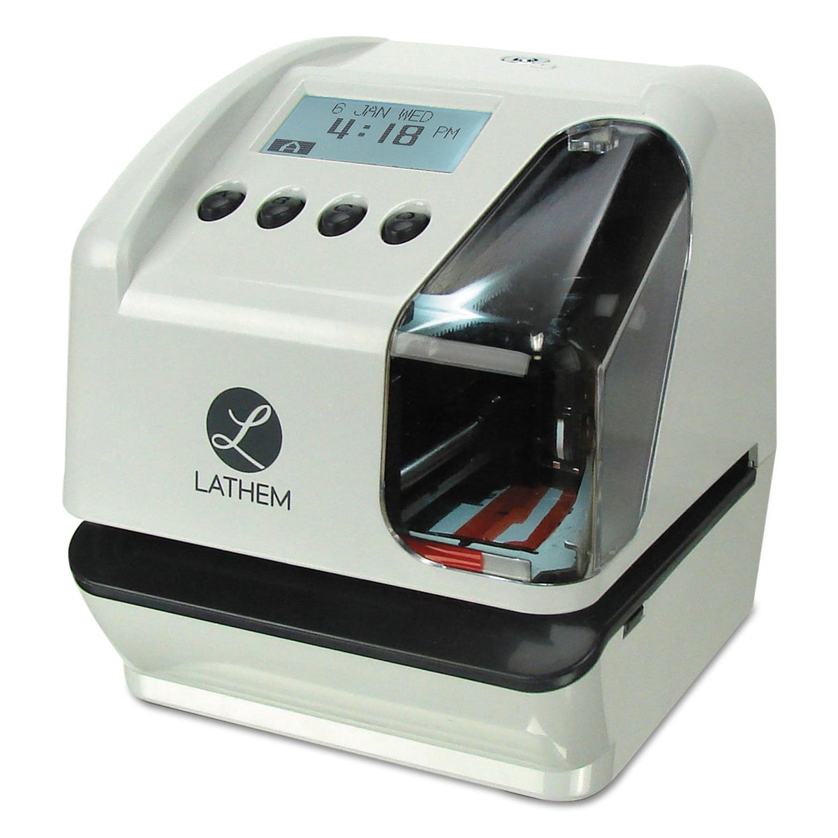 Electronic Multi-Line Document Stamp by Lathem – 7.1" x 6.1" x 7", Plastic, Clear, Gray, Model LT5000