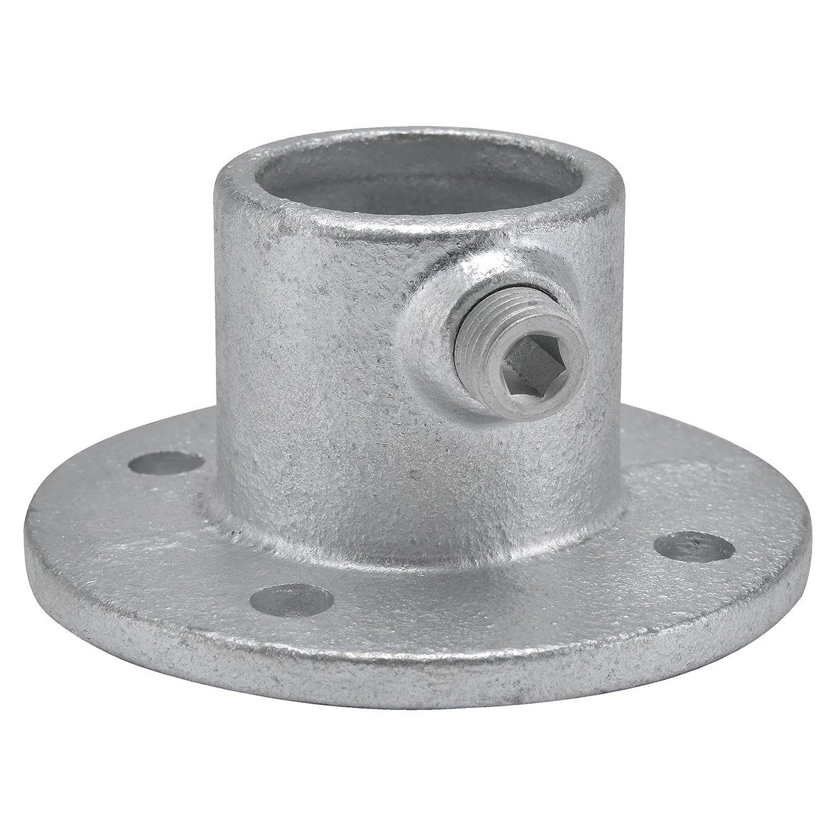 1" Size Medium Flange Pipe Fitting (1.375" Fitting Inside Diameter) by Global Industrial – 3.5"L x 3.5"W x 2"H, Galvanized Iron, Gray, Model 798728