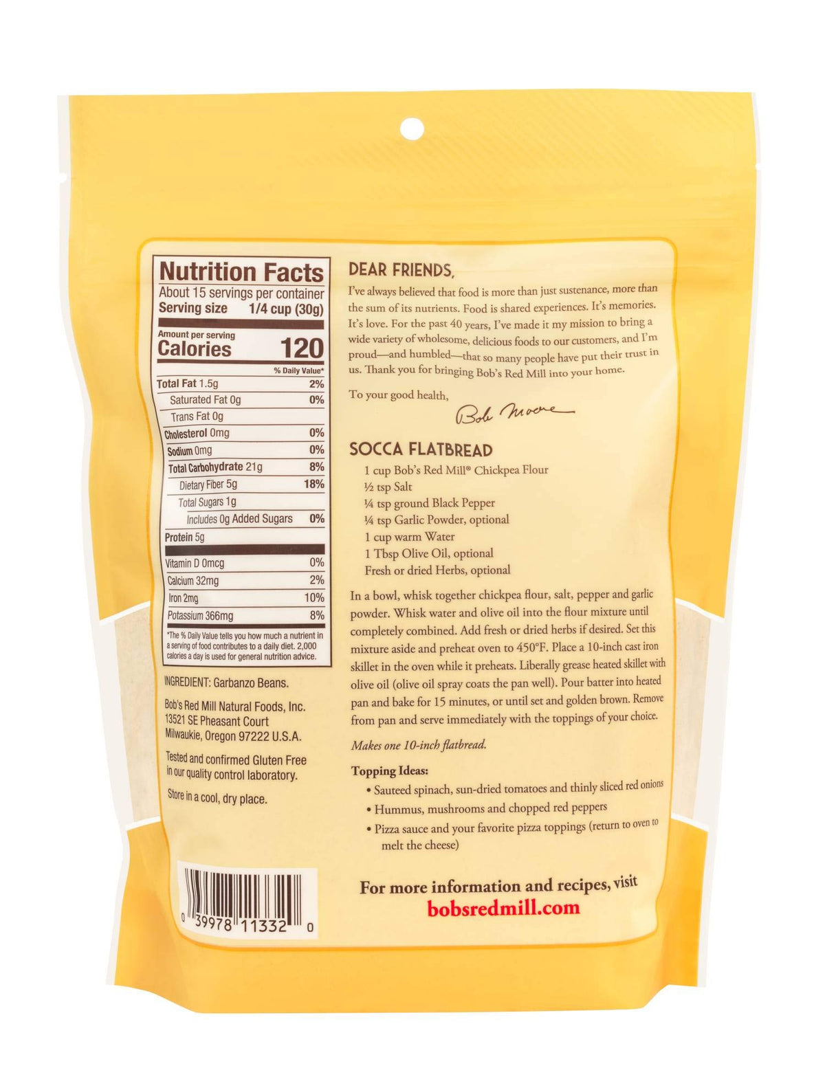 Bob's Red Mill 16 Ounce (Pack of 4) / 1 / 4 Garbanzo
