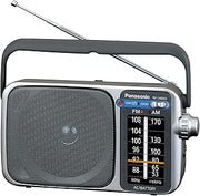 Panasonic Portable AM/FM Radio, Battery Operated Analog Radio, AC Powered, Silver (RF-2400D)