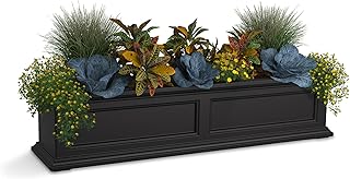 Mayne Fairfield 48in Self-Watering Rectangular Window Box Planter, Black | Self-watering, All season, Fade resistant, Mounting brackets included, Built-in overflow, 15-year warranty