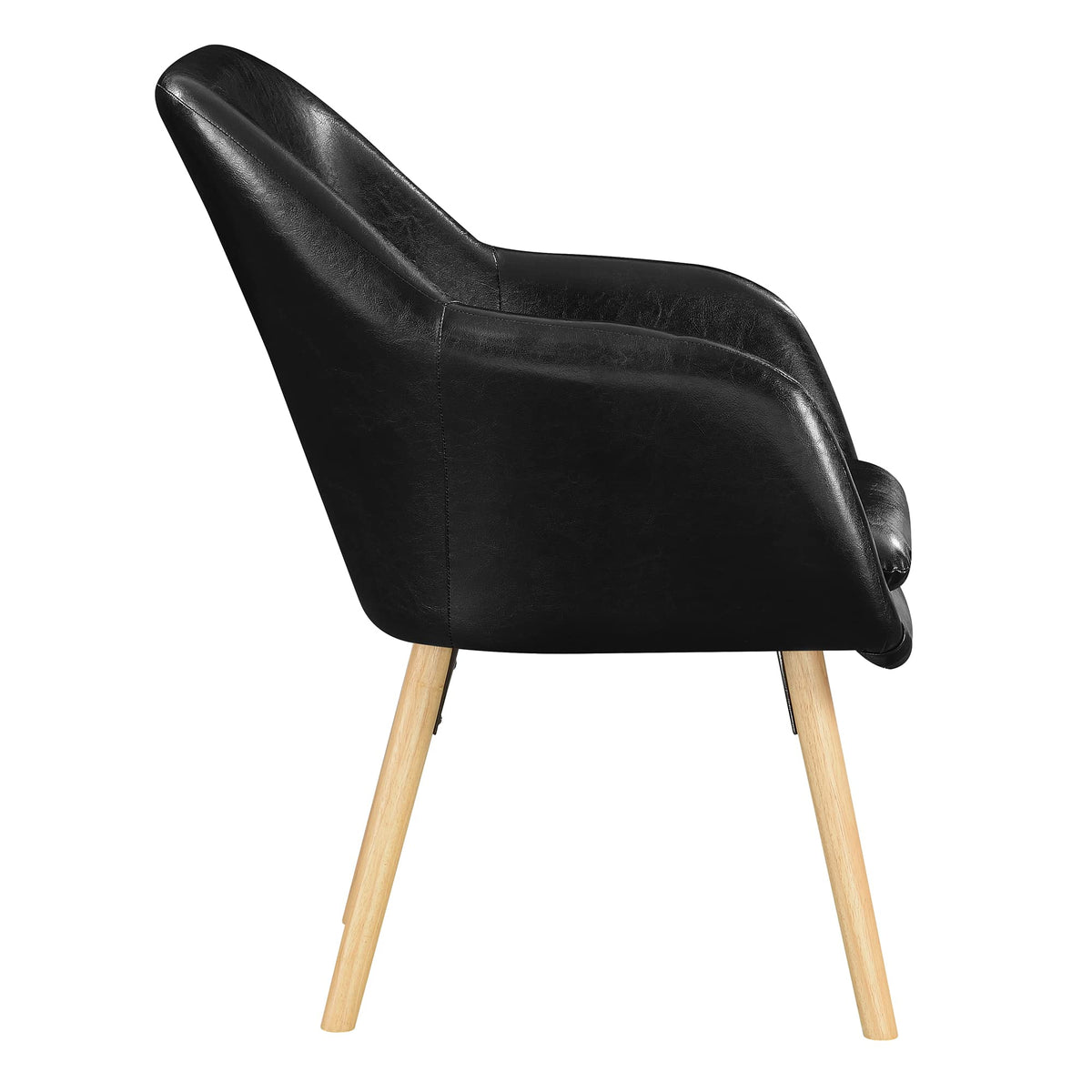 Take a Seat Charlotte Accent Chair by Convenience Concepts – 25.25"L x 26.75"W x 33.5"H, Faux Leather, Black Faux Leather, Model 310131B