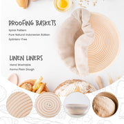 DOYOLLA Proofing Baskets, 8.5 Inch Round Rattan Set, Beige