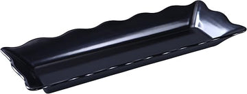 Yanco DC-6117B Deli Collection Scallop Edged Display Tray, 17.5" Length, 6.75" Width, 2" Height, Melamine, Black Color, Pack of 6