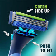 Guard 3in1 Shaving Razor Blade for men - 2 Cartridges + 1 Razor | Smooth Shave | Aqua gel Lubrastrip | 3 Platinum Coated Blades | Rubber Handle Grip | Flexi Head | good for