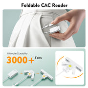 CAC Reader with 2 in 1 USB/Type C Dual Connector by Rocketek – Mini, White-335EN