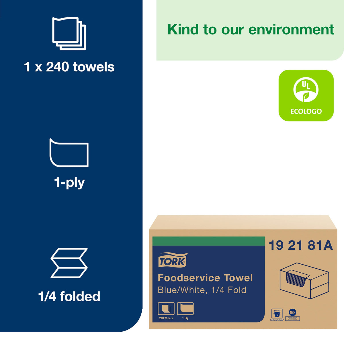 Tork Foodservice Cleaning Towel Blue/White Self Dispensing – 192181A