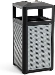 Safco Evos Steel Trash Can, 38 Gallons, Indoor and Outdoor Use, Commercial Garbage Can with Plastic Liner and Ashtray