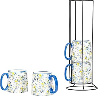 10 Strawberry Street Bella Flora Espresso Demitasse Stack, Set of 4 (Meadowlight)