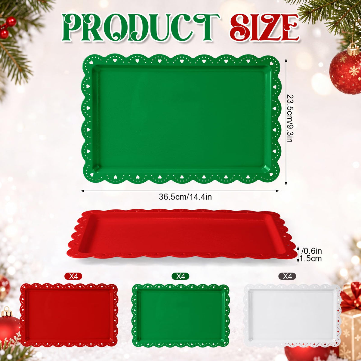 Meanplan Christmas Serving Tray Set, 12 Pack, Red Green White