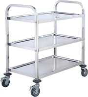 Winco 33 1/2" x 18" Medium Stainless Steel Utility Trolley | Great for Transport, Storage, Back-of-house and Foodservice