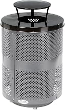 Global Industrial 32 Gallon Outdoor Perforated Steel Round Trash Can