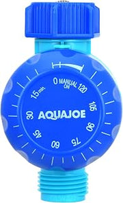 Aqua Joe Mechanical Hose Timer, Set of 2 - Dual-Zone Garden Water Timer, No Batteries Required, 2-Hour Max, Manual Bypass Function, Standard Faucet Compatible