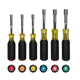 Metric Color-Coded Hollow-Shaft Nut Driver Set by KLEIN TOOLS – 6-Piece Set, Alloy Steel, Multicolor, Model 65456M
