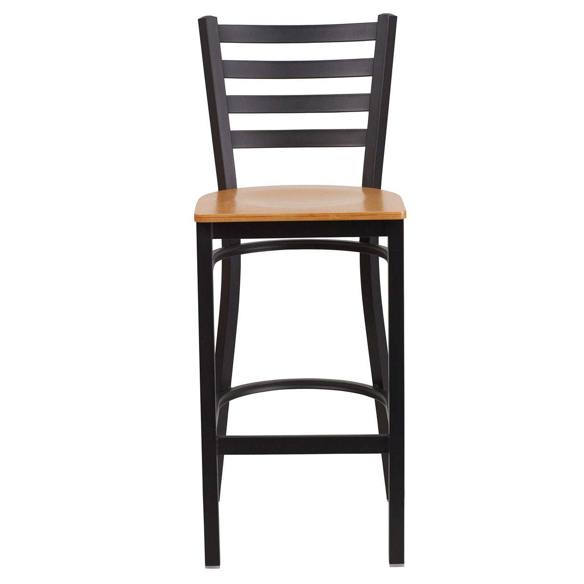 Flash Furniture Natural Wood Seat/Black Metal Frame / Set of 1 / Traditional (Pack of 1) Barstools