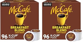McCafe Breakfast Blend Coffee, Keurig Single Serve Keurig K-Cup Pods, Light Roast, 96 Count (8 Packs of 24)