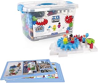 Guidecraft IO Blocks Tabletop System - 118 Pieces, Gears, Axles, IO People & Cows, Kids Interlocking Learning Toys