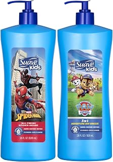 Suave Kids 3-in-1 Variety 2-Pack – Spiderman Fresh Spider-Sense & Paw Patrol Adventure Bay Breeze, Shampoo, Conditioner & Body Wash, 28 Oz Ea