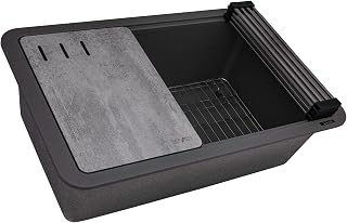 Ruvati 30-inch Granite Composite Quartz Workstation Urban Gray Undermount Kitchen Sink - RVG2310UG