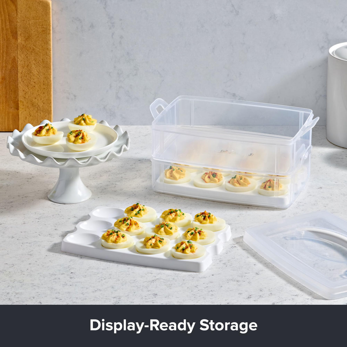 Snapware Deviled Egg Carrier, 2 Layer Holds 24 Eggs, Clear Plastic
