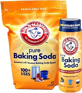 Arm & Hammer Pure Baking Soda 60 Ounce Combo Pack, Multi-Purpose Baking Soda for Baking Cleaning Deodorizing, Includes 3 lb Resealable Bag plus 12 oz Easy Pour Shaker
