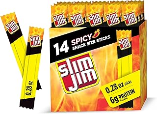 Slim Jim Smoked Jerky Snack Sticks, Spicy Flavor, 0.28 oz., 14-ct