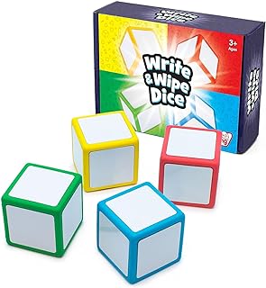 Junior Learning Write & Wipe Dice, 4 Dry Erase Classroom Cubes
