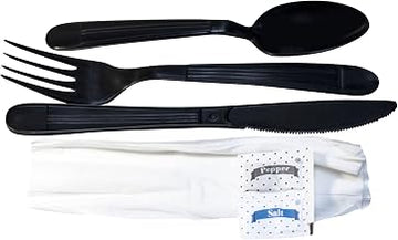 E179000 Knife/Fork/Teaspoon/Salt & Pepper Napkin Kit (Pack of 250)