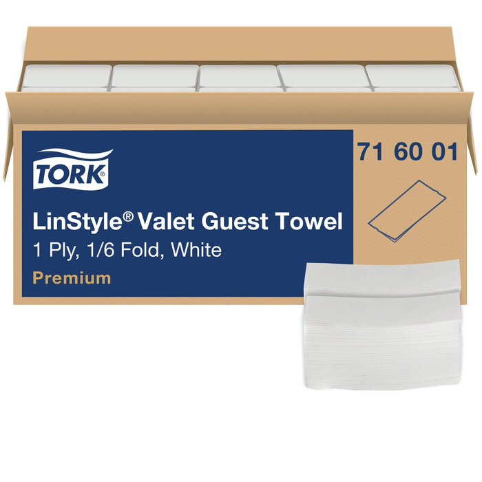 Tork LinStyle Valet Guest Towel White, 1/6 Fold, 5 x 100 Towels, 716001