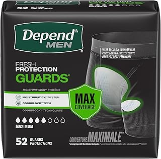 Depend Guards for Men Bladder Control Pad 12 Inch Length Heavy Absorbency Absorb-Loc One Size Fits Most Male Disposable, 13792 - Case of 104