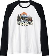 Spokane Washington Scenic Pacific Northwest Adventure Design Raglan Baseball Tee