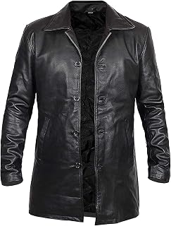 Men's Four-Button Lambskin Leather Car Coat
