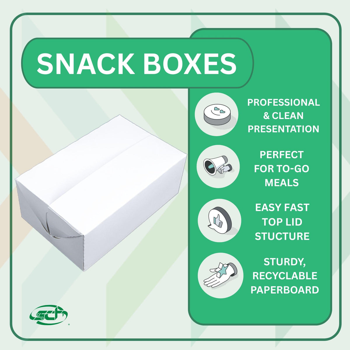 Paperboard White Snack Carry-Out Box by SOUTHERN CHAMPION TRAY – Fast Top, 1.5 quarts, Cardboard, White, Pack of 500