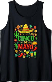 Cinco DE Mayo - Fiesta Taco Hat Cactus Art Tank Top