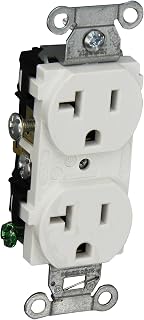 Hubbell CR20WHI Duplex Receptacle, Common Ground, 20 amp, 125V, 5-20R, White (Pack of 10)