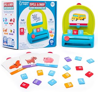 Educational Insights Spell & Drop Word Building Set - CVC Word Games, Kindergarten Learning Activities, Preschool Sight Words, Spelling Toys and Reading Games for Kids 5-7, Learn to Read Flash Cards