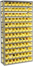 Global Industrial 13 Shelf Steel Shelving with (144) 4" H Plastic Shelf Bins, Yellow, 36x12x72
