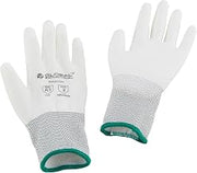 Global Industrial Flat Polyurethane Coated Gloves, Medium, White, Lot of 12
