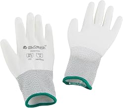 Global Industrial Flat Polyurethane Coated Gloves, Medium, White, Lot of 12