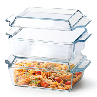 Nutriups Glass Casserole Dish Set, Tempered Glass, Rectangular 5.7in x 7in