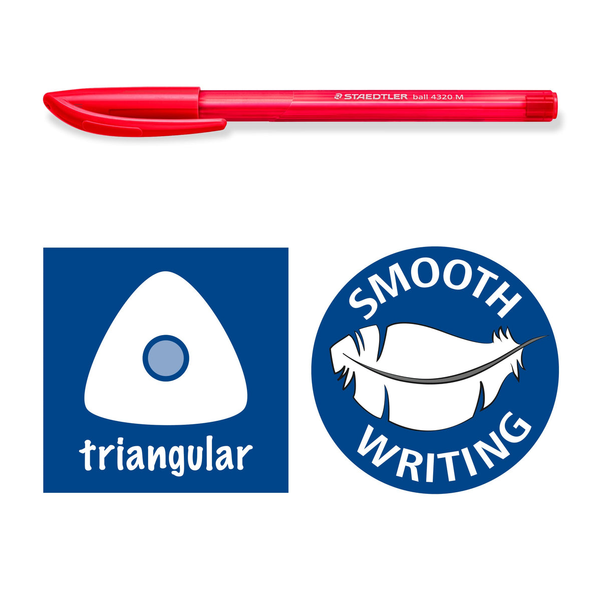 4320 Stick Ballpoint Pens Medium Nib 20 Pack Red Ink by STAEDTLER – 1 Count (Pack of 20), Red, Model STAE-4320M-20ENV_V