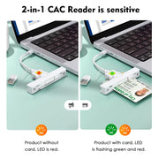 CAC Reader with 2 in 1 USB/Type C Dual Connector by Rocketek – Mini, White-335EN